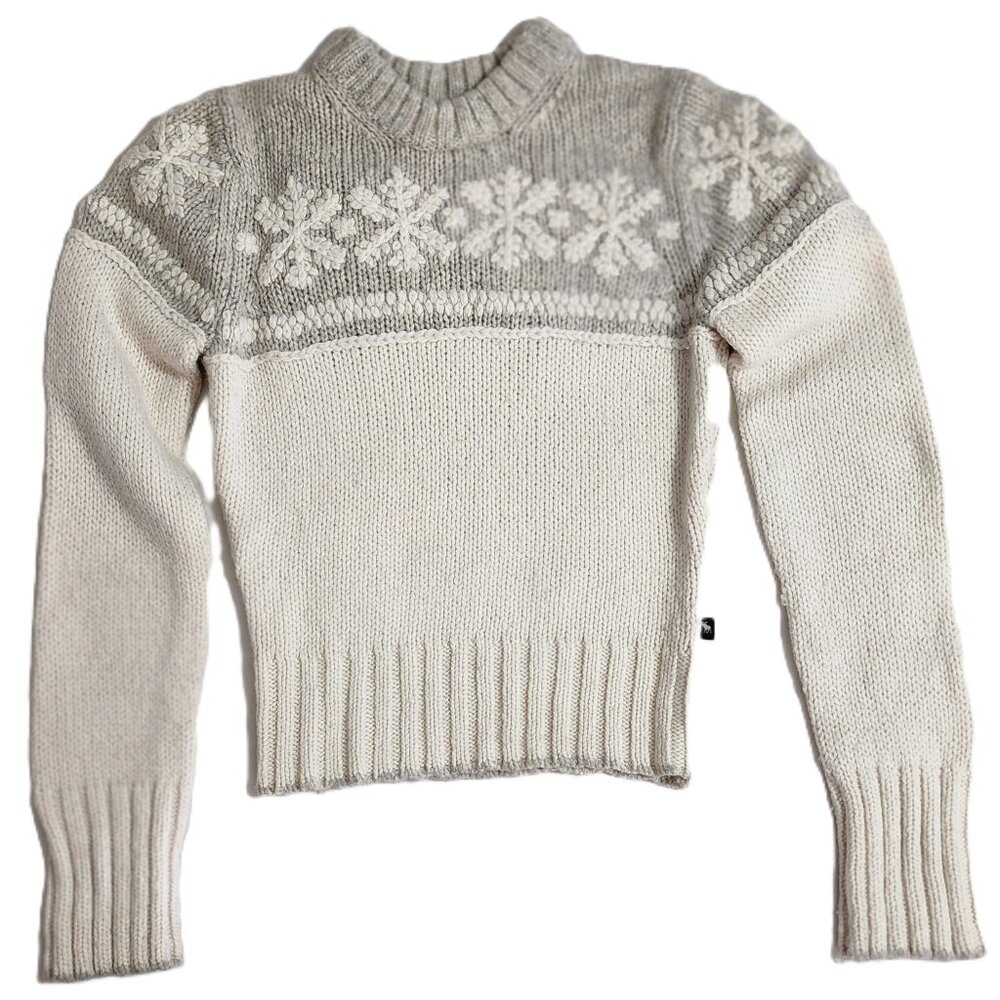 Abercrombie&Fitch Womens WinterWhite&Gray Lambswool Blend Snowflake Sweater - Picture 3 of 10
